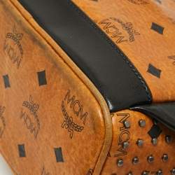 MCM Cognac/Black Visetos Coated Canvas and Leather Studded Backpack