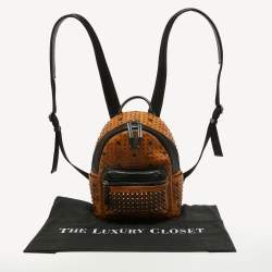MCM Cognac/Black Visetos Coated Canvas and Leather Studded Backpack