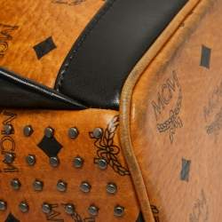 MCM Cognac/Black Visetos Coated Canvas and Leather Studded Backpack