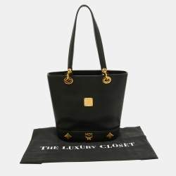 Pre Owned MCM Black Leather Bucket Tote