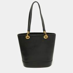 Pre Owned MCM Black Leather Bucket Tote