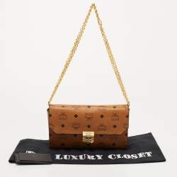 MCM Cognac Visetos Coated Canvas Millie Crossbody Bag