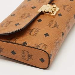 MCM Cognac Visetos Coated Canvas Millie Crossbody Bag