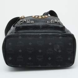 MCM Black Visetos Coated Canvas and Leather Small Studs Stark Backpack
