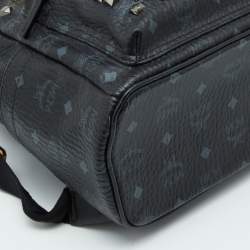 MCM Black Visetos Coated Canvas and Leather Small Studs Stark Backpack
