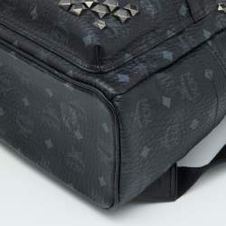MCM Black Visetos Coated Canvas and Leather Small Studs Stark Backpack