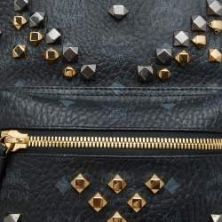 MCM Black Visetos Coated Canvas and Leather Small Studs Stark Backpack