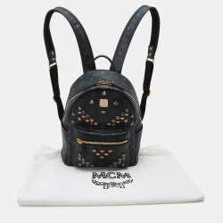 MCM Black Visetos Coated Canvas and Leather Small Studs Stark Backpack