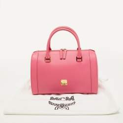 Pre Owned MCM Pink Leather Boston Bag