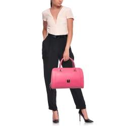 Pre Owned MCM Pink Leather Boston Bag