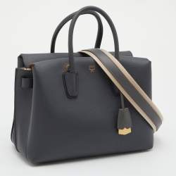 MCM Dark Grey Leather Medium Milla Tote