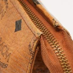 Pre Owned MCM Brown Visetos Coated Canvas Zip Pouch