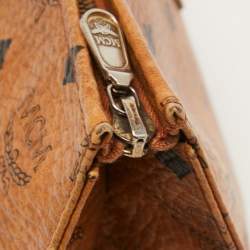 Pre Owned MCM Brown Visetos Coated Canvas Zip Pouch