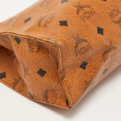 Pre Owned MCM Brown Visetos Coated Canvas Zip Pouch