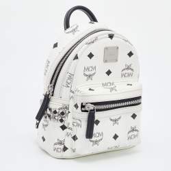 MCM White Visetos Coated Canvas X-Mini Bebe Boo Backpack