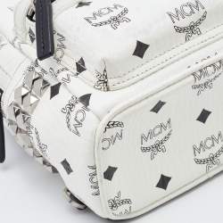 MCM White Visetos Coated Canvas X-Mini Bebe Boo Backpack