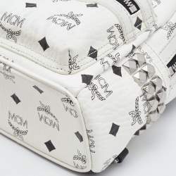 MCM White Visetos Coated Canvas X-Mini Bebe Boo Backpack