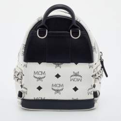 MCM White Visetos Coated Canvas X-Mini Bebe Boo Backpack