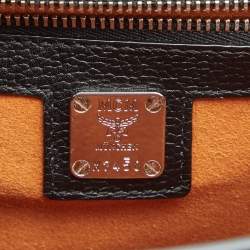 MCM Black Leather Small Studded Tracy Top Handle Bag