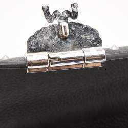 MCM Black Leather Small Studded Tracy Top Handle Bag