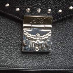 MCM Black Leather Small Studded Tracy Top Handle Bag