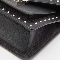 MCM Black Leather Small Studded Tracy Top Handle Bag