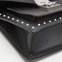 MCM Black Leather Small Studded Tracy Top Handle Bag