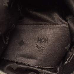 Pre Owned MCM Dark Brown Logo Embossed Leather Messenger Bag