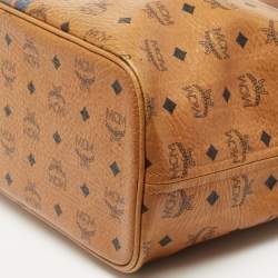 MCM Tan Visetos Coated Canvas Striped Shopper Tote