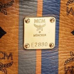 MCM Tan Visetos Coated Canvas Striped Shopper Tote