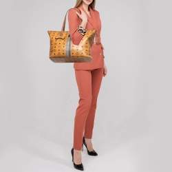 MCM Tan Visetos Coated Canvas Striped Shopper Tote