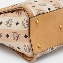 MCM Beige Visetos Coated Canvas and Leather Tote