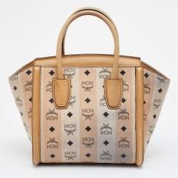 MCM Beige Visetos Coated Canvas and Leather Tote