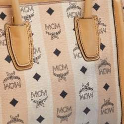 MCM Beige Visetos Coated Canvas and Leather Tote