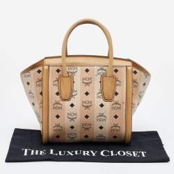 MCM Beige Visetos Coated Canvas and Leather Tote
