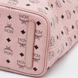  MCM Pink Visetos Coated Canvas and Leather Reversible Shopper Tote 