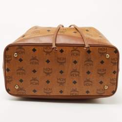 MCM Cognac Visetos Coated Canvas and Leather Heritage Drawstring Bucket Bag