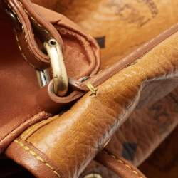 MCM Cognac Visetos Coated Canvas and Leather Heritage Drawstring Bucket Bag