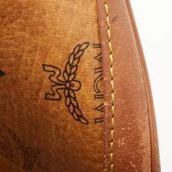 MCM Cognac Visetos Coated Canvas and Leather Heritage Drawstring Bucket Bag