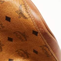 MCM Cognac Visetos Coated Canvas and Leather Heritage Drawstring Bucket Bag