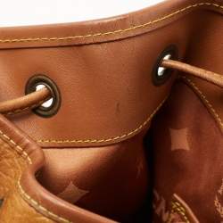 MCM Cognac Visetos Coated Canvas and Leather Heritage Drawstring Bucket Bag