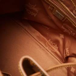 MCM Cognac Visetos Coated Canvas and Leather Heritage Drawstring Bucket Bag