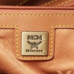 MCM Cognac Visetos Coated Canvas and Leather Heritage Drawstring Bucket Bag