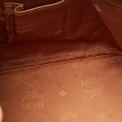 MCM Cognac Visetos Coated Canvas and Leather Heritage Drawstring Bucket Bag