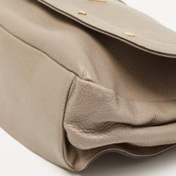 MCM Beige Leather Studded Flap Hobo