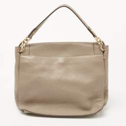 MCM Beige Leather Studded Flap Hobo
