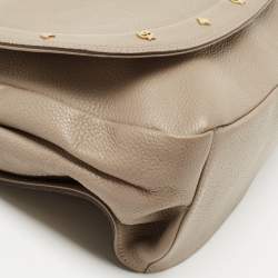 MCM Beige Leather Studded Flap Hobo