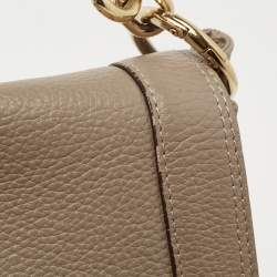 MCM Beige Leather Studded Flap Hobo