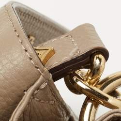 MCM Beige Leather Studded Flap Hobo
