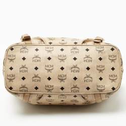 MCM Beige Visetos Coated Canvas and Leather Zipped Shoulder Bag